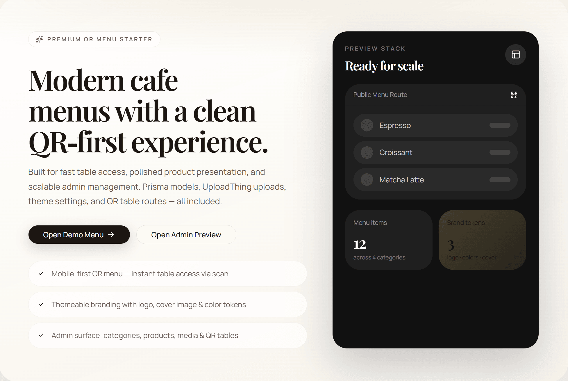 Luxury Digital Menu Experience for Cafes