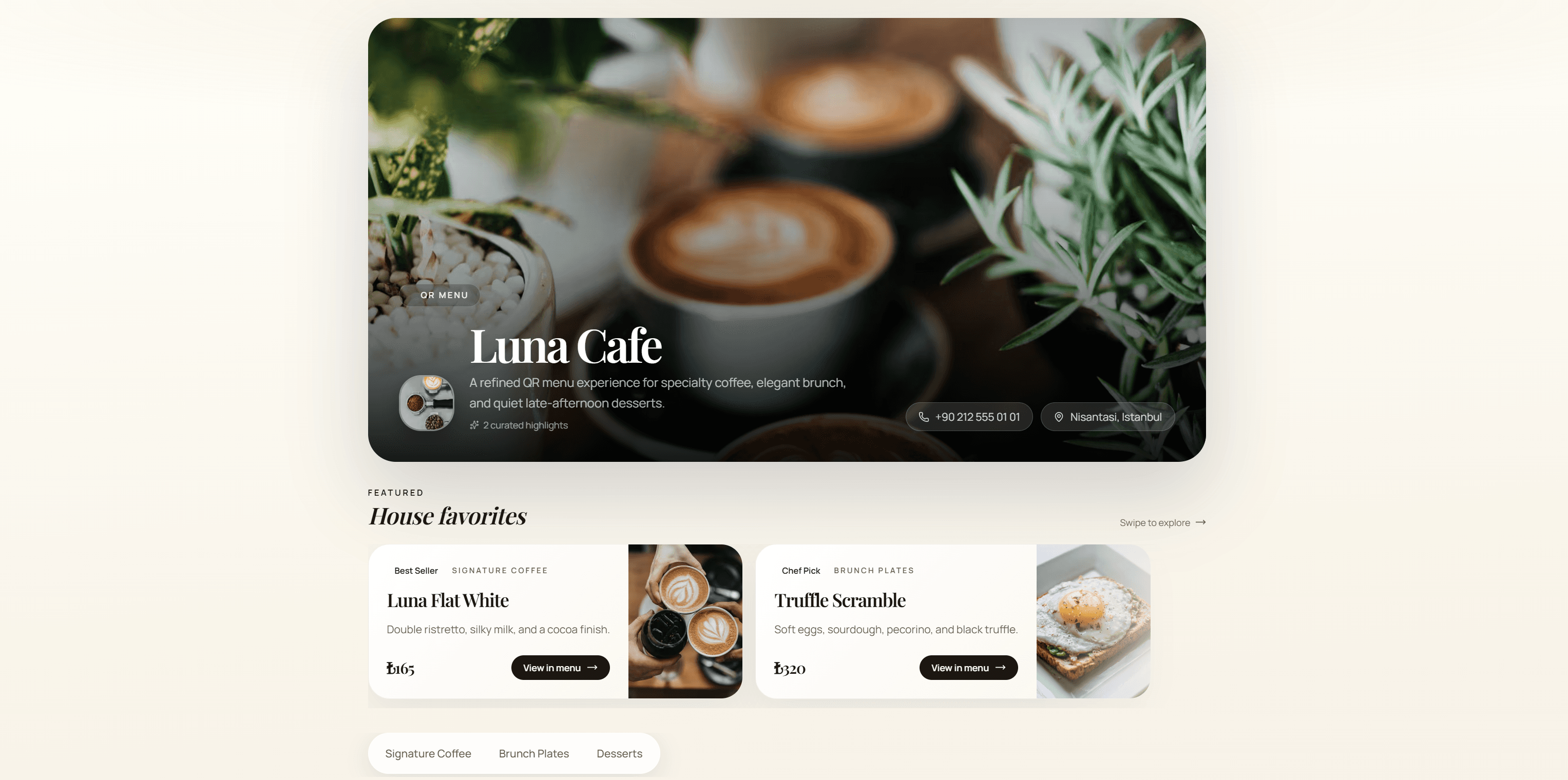 Luxury Digital Menu Experience for Cafes screen 2
